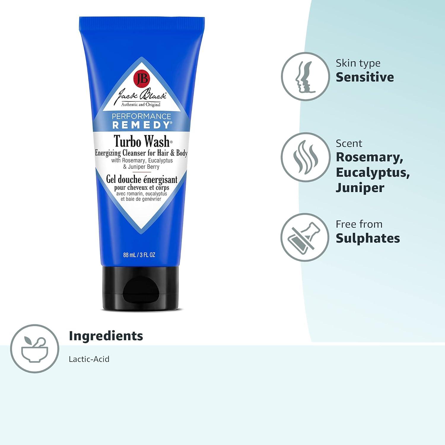 imageJack Black Body amp Hair Cleanser Mens Body Wash Mens Shampoo Skin Care Hair Care Body Wash Men SulfateFreeTurbo Wash Rosemary Eucalyptus Juniper Berry