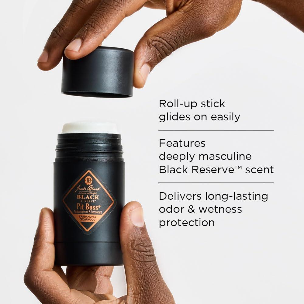 imageJack Black Pit Boss Antiperspirant amp Deodorant Men 275 oz Mens Deodorant for Sensitive SkinBlack Reserve Cardamom Cedarwood 2 Pack