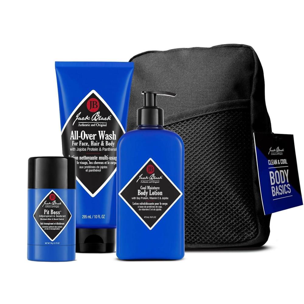 imageJack Black Body Collection Set for Men Mens Body Wash Pit Boss Mens Deodorant Body Lotion Grooming KitAll Over Wash Citrus Mint Oakmoss