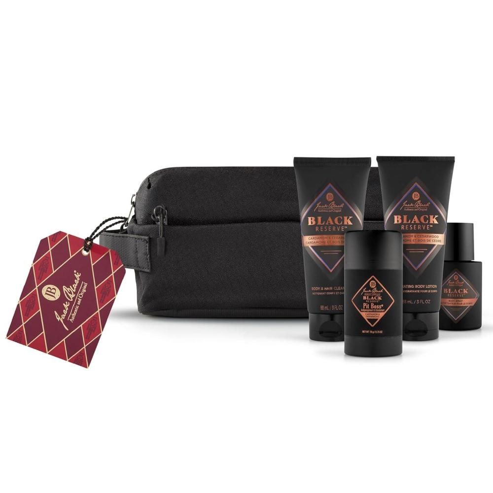 imageJack Black Body Collection Set for Men Mens Body Wash Pit Boss Mens Deodorant Body Lotion Grooming KitBlack Tie Cardamom Cedarwood