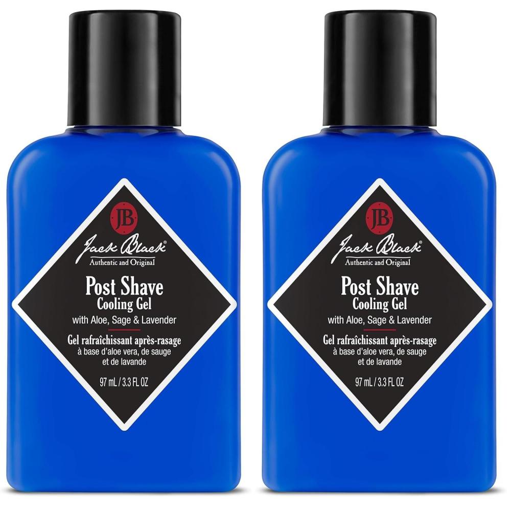 imageJack Black Post Shave Cooling Gel  Clear After Shave Gel for Men Mens Aftershave Gel Natural Ingredient Razor Burn amp Skincare33 Fl Oz Pack of 2